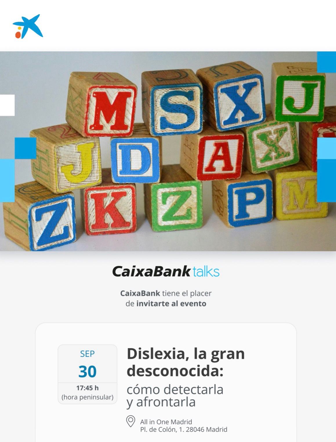 CaixaTalks: Dislexia, la gran desconocida.